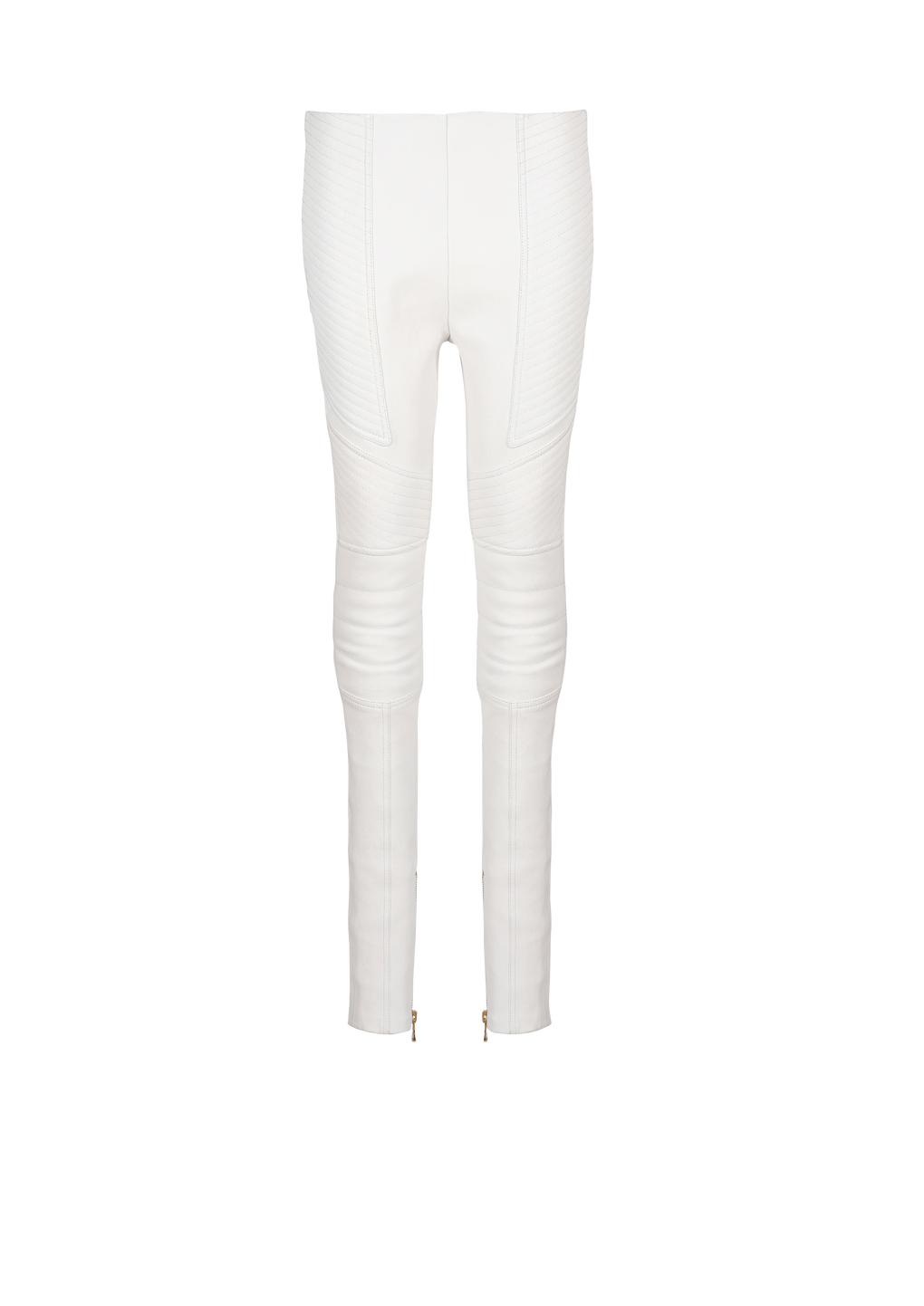 Slim-fit leather trousers, white, hi-res