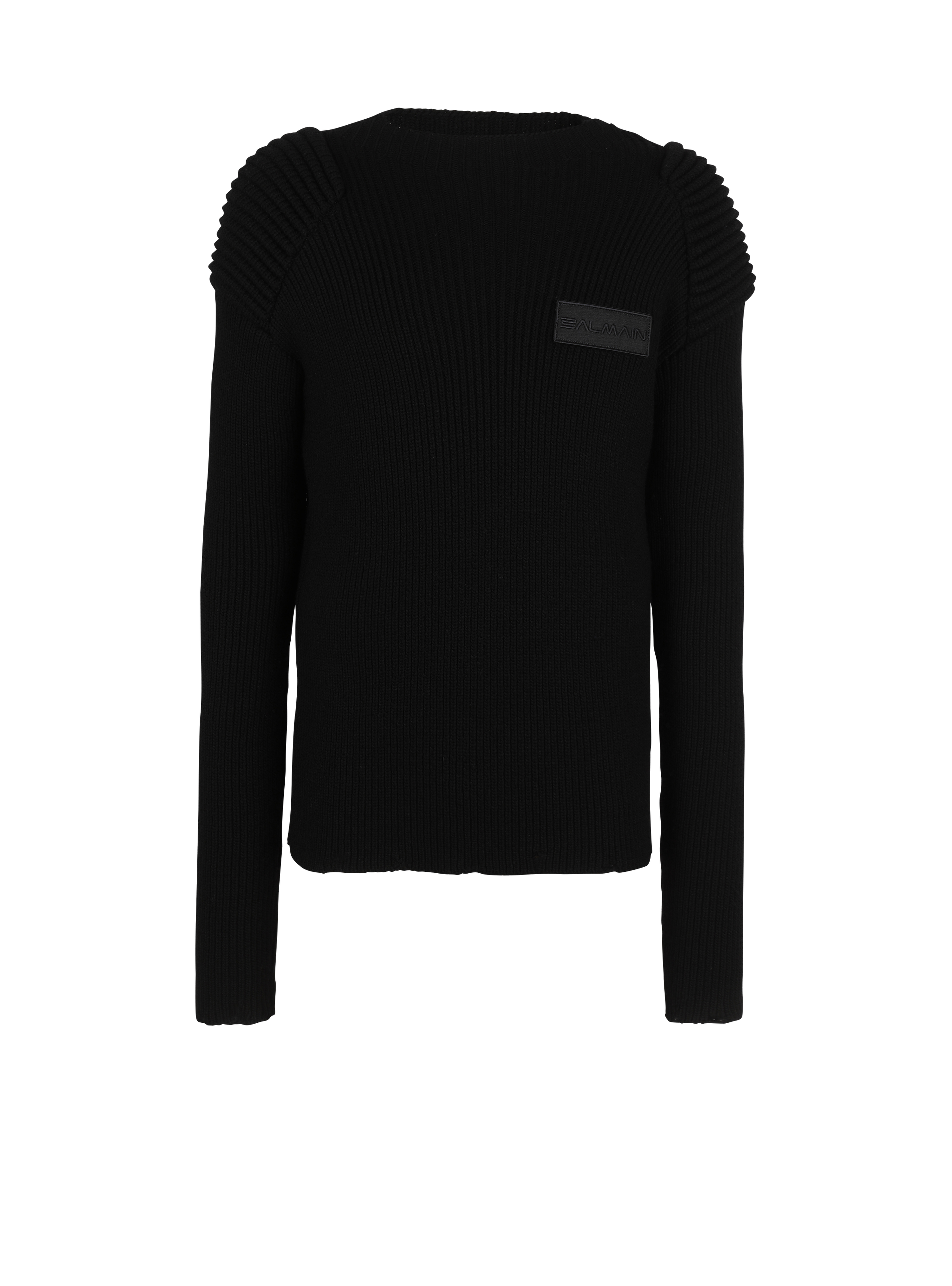 Wool jumper with Balmain logo, black