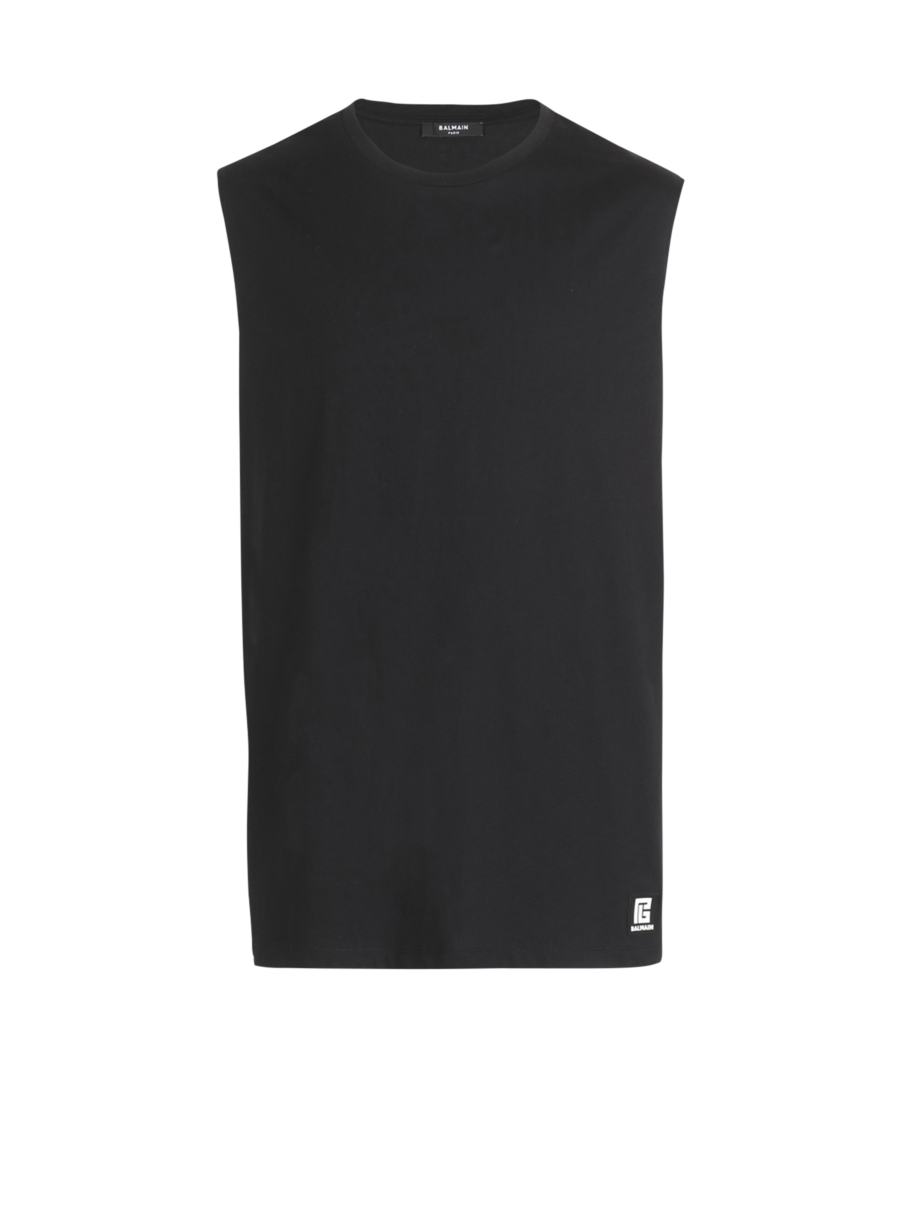 Cotton T-shirt with Balmain logo print, black