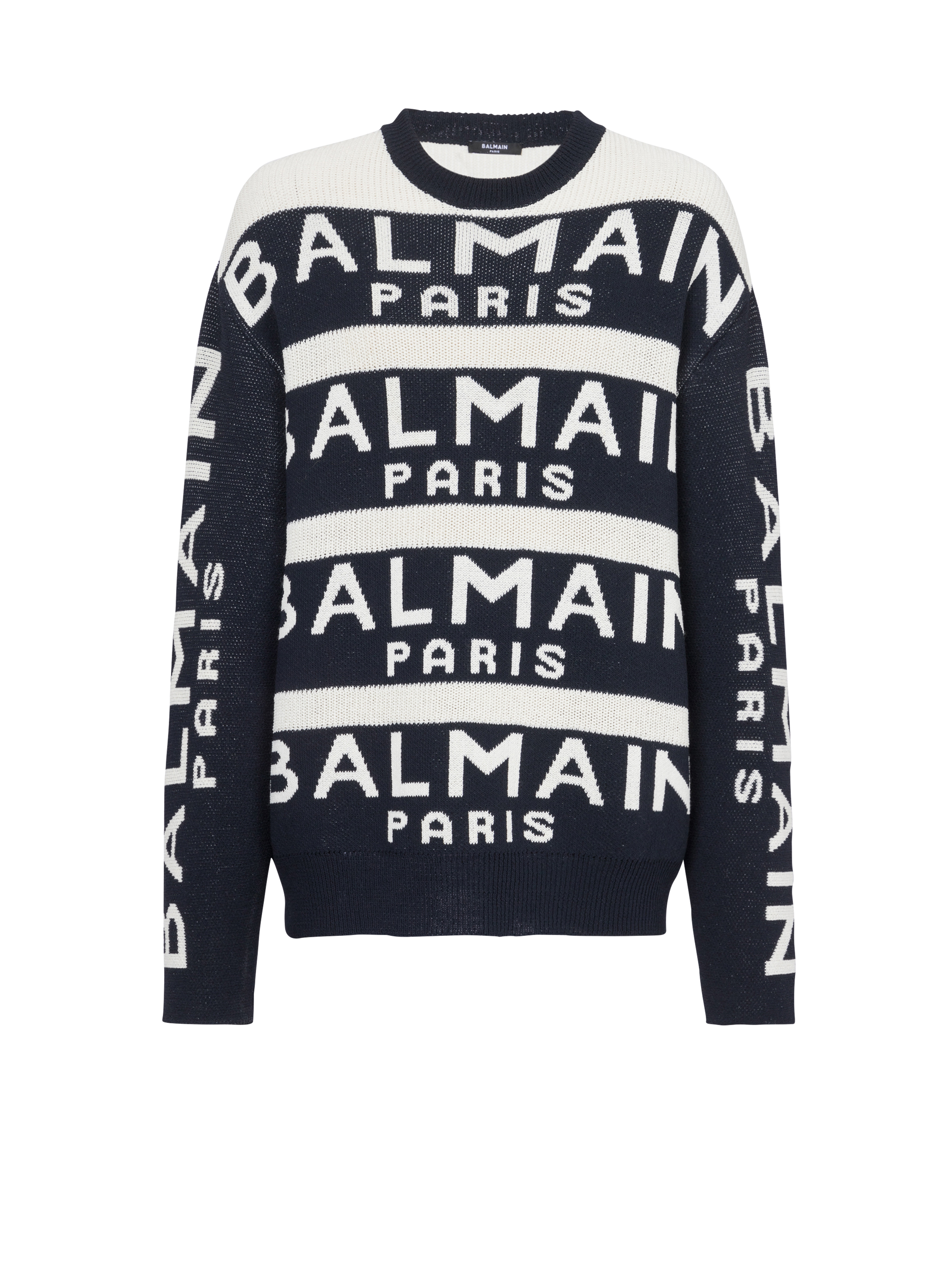 Sweater embroidered with Balmain Paris logo, black
