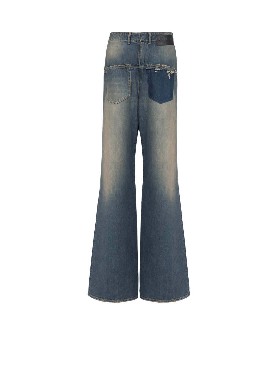 Wide-legged faded cotton reversed jeans, blue, hi-res