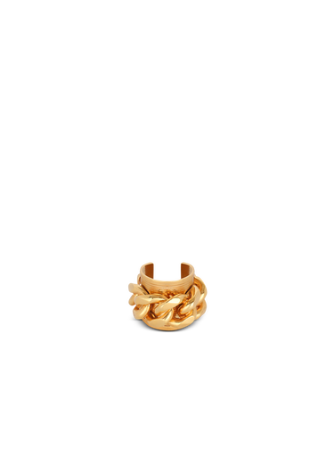 Gold-tone brass ring with chain