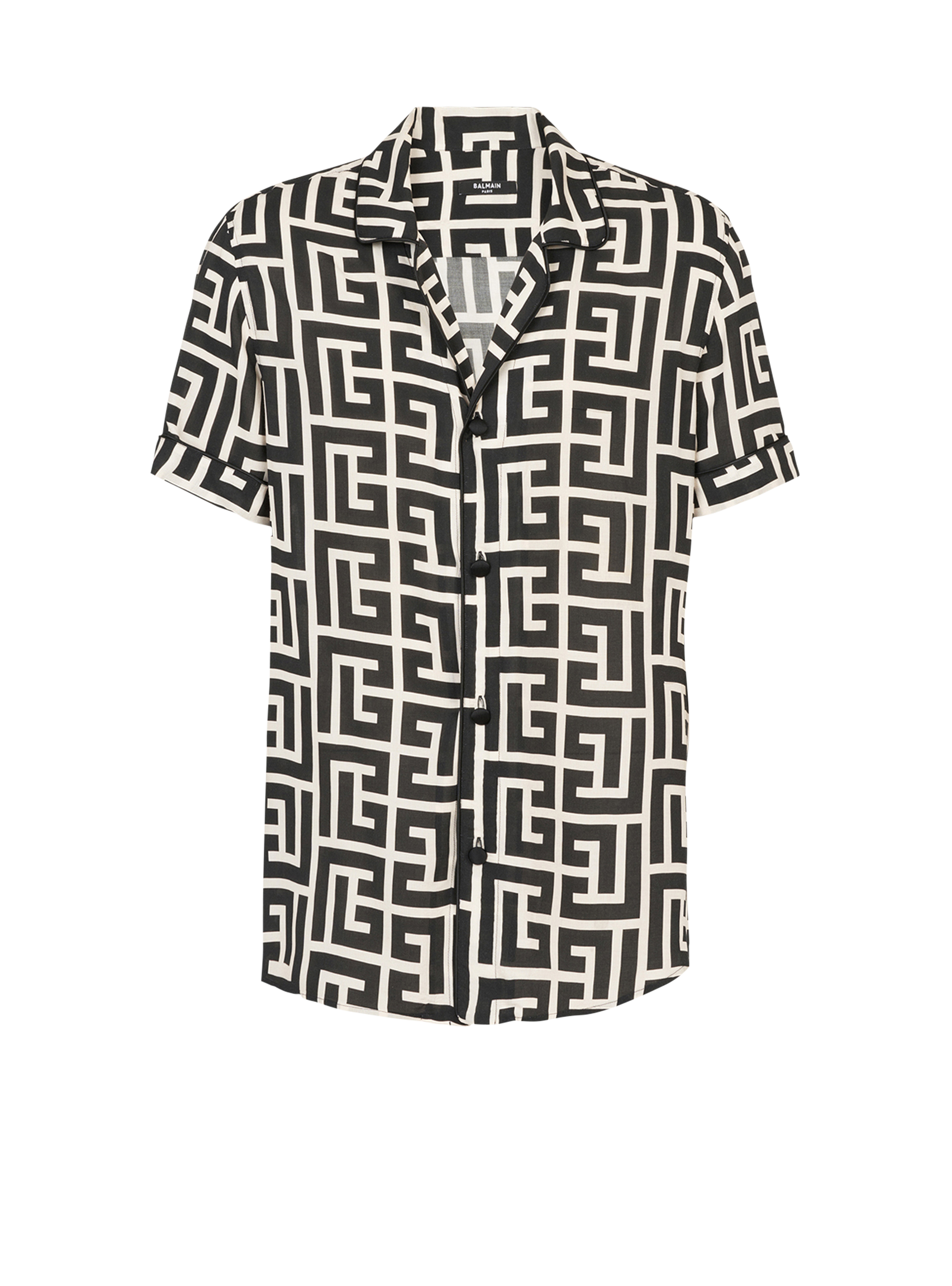 Maxi Balmain monogram print eco-designed shirt, black