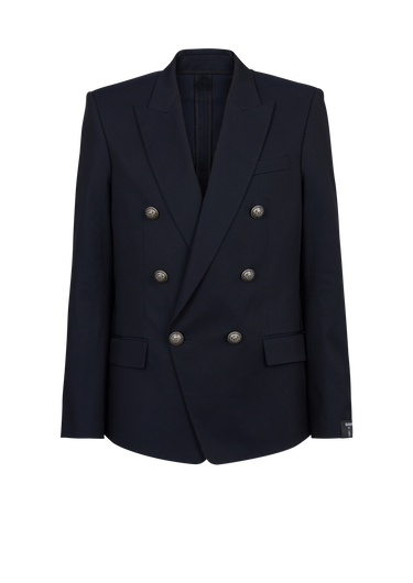 Cotton blazer with double-breasted silver-tone buttoned fastening