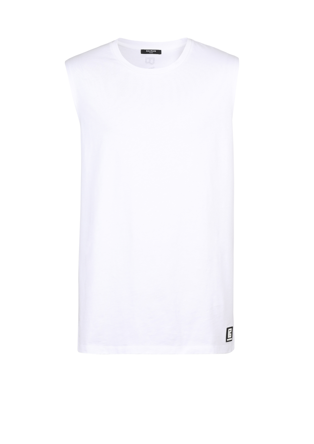 Cotton T-shirt with Balmain logo print, white, hi-res
